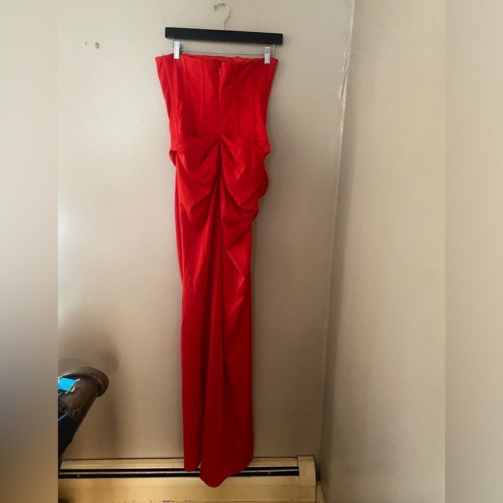 NBD Jake Gown red bustier corset strapless maxi rosette prom event Revolve XS - Picture 12 of 15